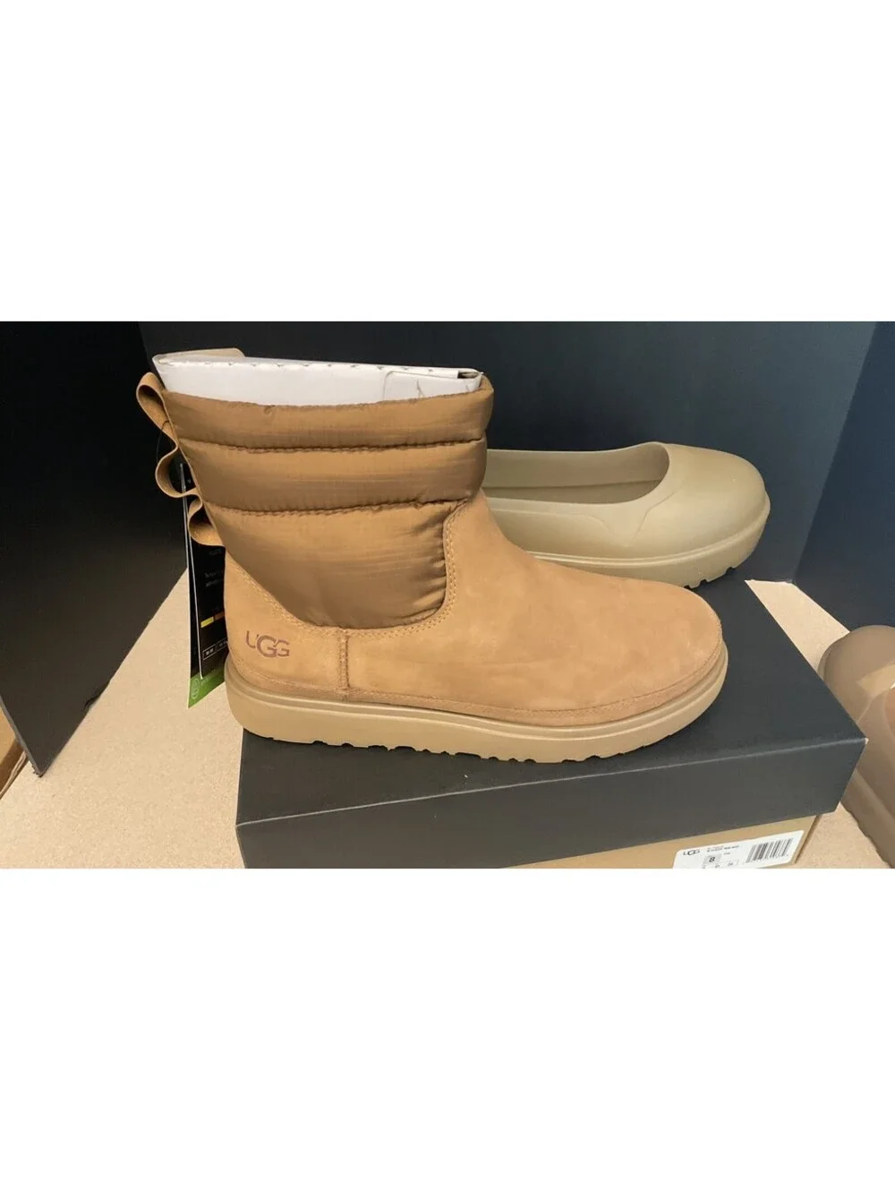 NEW! MENS UGG CLASSIC MINI MOD INSULATED BOOTS W/ SILICONE GUARD GALOSH. SIZE 12